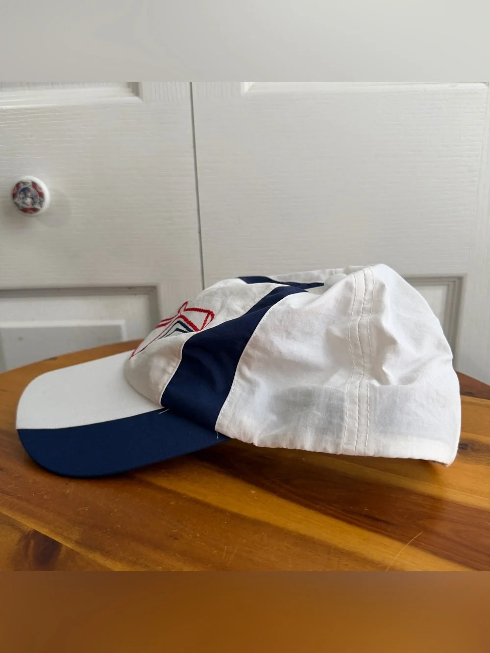 Carnival white blue nylon‎ embrodiered hat OS one size